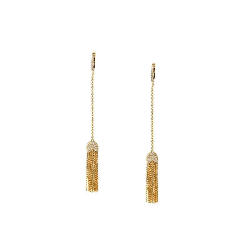 Luxury Hoop Earrings-DIAMOND & FRINGE DROP EARRINGS