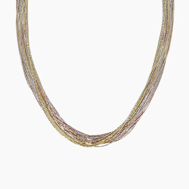 Gold-Plated Necklaces-Radiance 20-Strand Necklace in Tri-Color