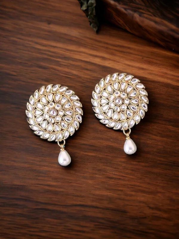 Artistic Pearl Drop Earrings-Ivory Bhavana Studs