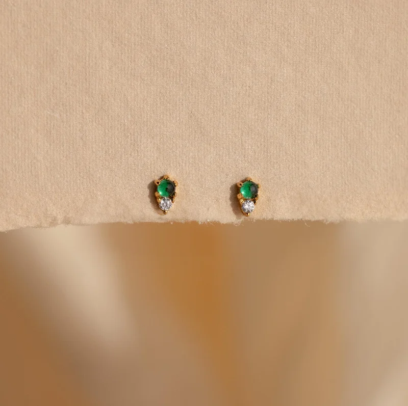 Simple Crystal Stud Earrings-Raindrop Jade Studs