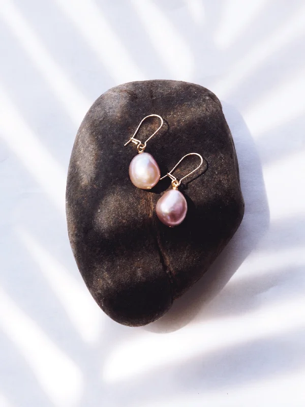 Luxury Hoop Stud Earrings-Pink Freshwater Pearl Drop Earrings - Akala