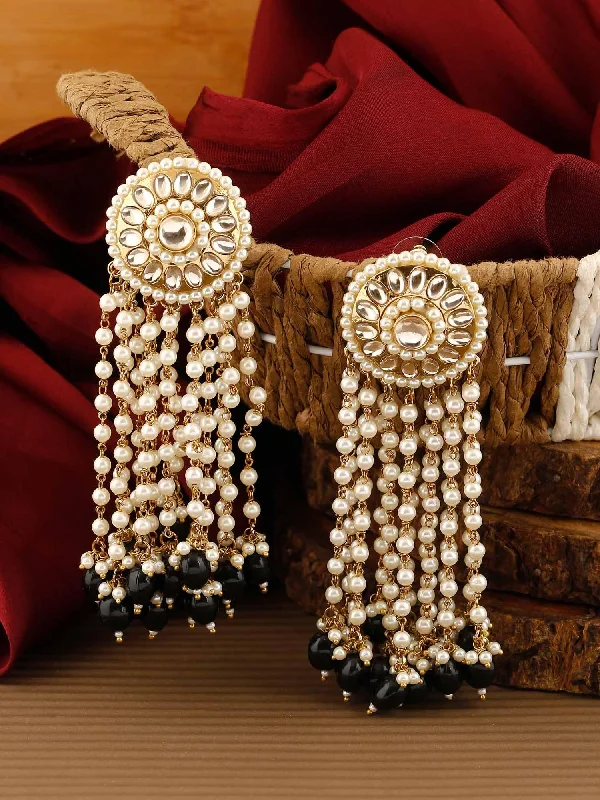 Elegant Gold Drop Earrings-Jet Heer Tassel Earrings