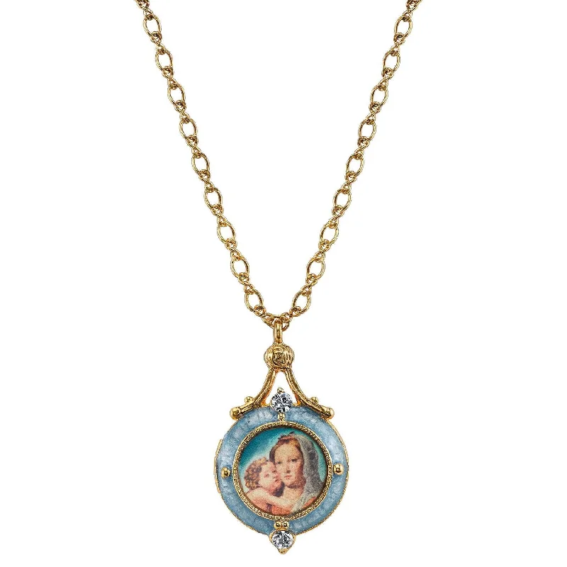 Multi-Layer Necklaces-Symbols Of Faith Enamel Mary And Child Locket Necklace 18"