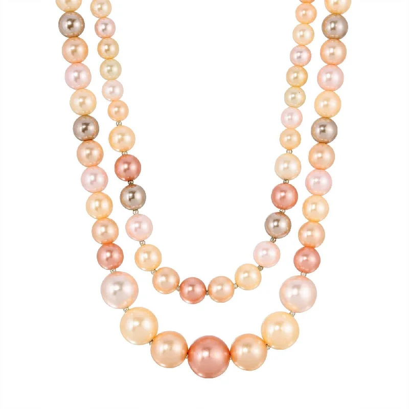 Fine Silver Necklaces-1928 Jewelry Rosabella Multicolor Double Faux Pearl Strand Necklace 18" + 3" Extender