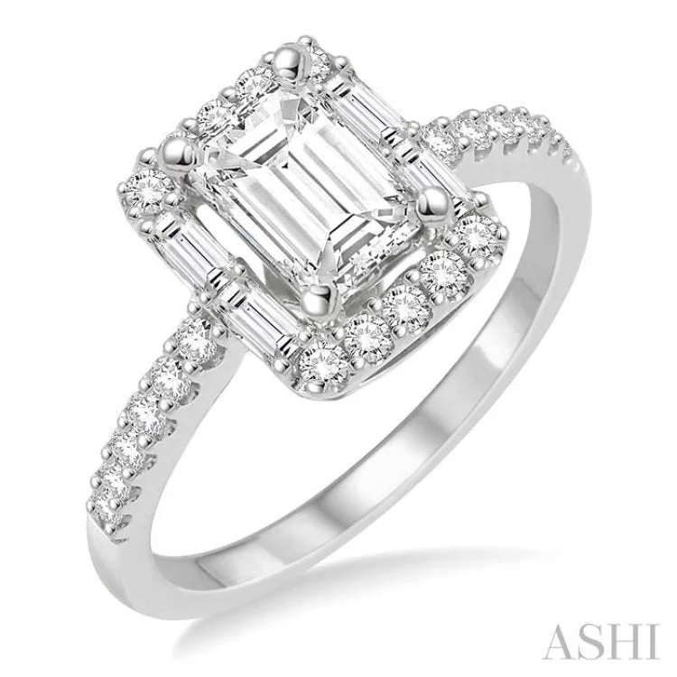 Personalized Wedding Ring Designs-1/2 Ctw Diamond Semi-mount Engagement Ring in 14K White Gold