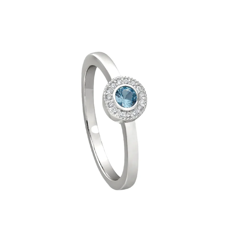 Wedding Rings with Personalization-Birth Gems Blue Topaz Ring