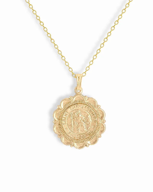 Silk Necklaces-St. Christopher Coin Necklace