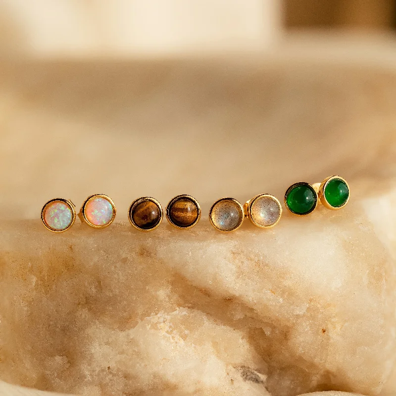 Simple Drop Hoop Earrings-Manifest Gemstone Studs