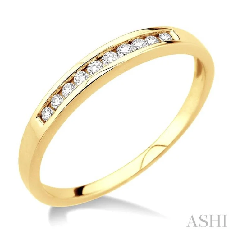 Custom Matching Engagement Rings-1/10 ctw Round Cut Diamond Band in 10K Yellow Gold