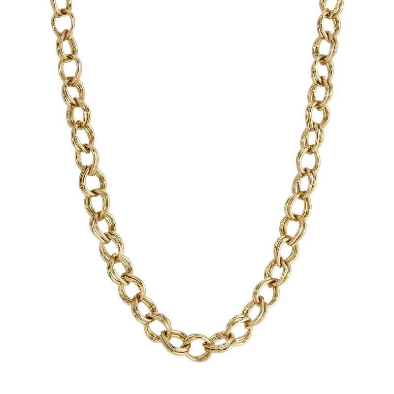 Custom Name Necklaces-1928 Jewelry Classic Knurled Oval Double Link Chain Necklace 16" + 3" Extender