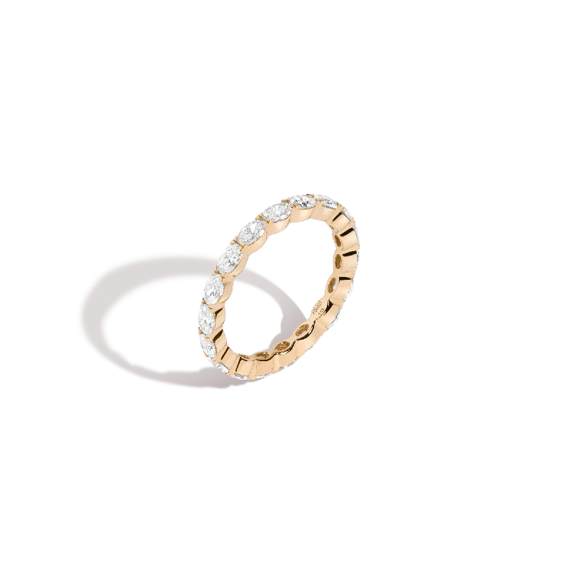 Custom Gold Rings for Women-Horizontal Oval Lab Grown Diamond Eternity Ring