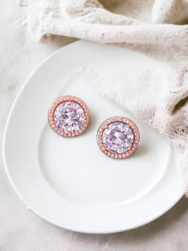 Large Crystal Drop Hoop Earrings-Rose Gold Everest Zirconia Studs - EOSS