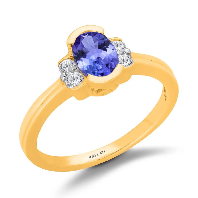 Simple Promise Rings with Personalization-Kallati Tanzanite Diamond Ring