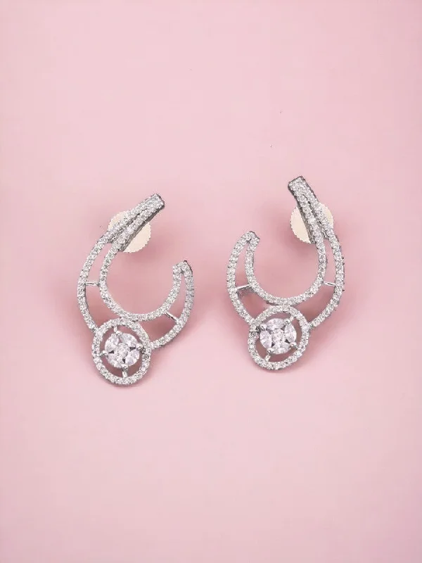 Dainty Crystal Earrings-Silver Ragnhild Zirconia Studs