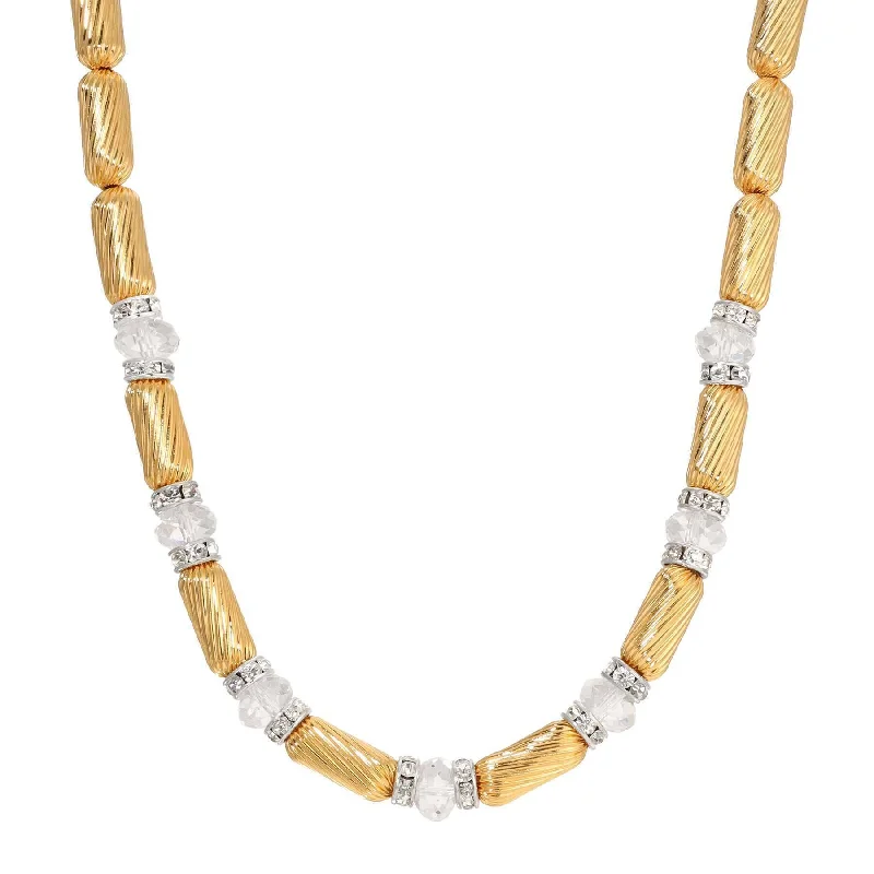 Birthstone Necklaces-1928 Jewelry Whirlwind Gold & Glass Crystal Bead Necklace 16" + 3" Extender