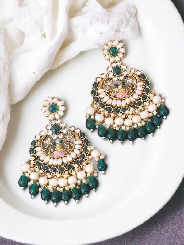 Modern Hoop Gemstone Earrings-Emerald Takshavi Chaandbalis