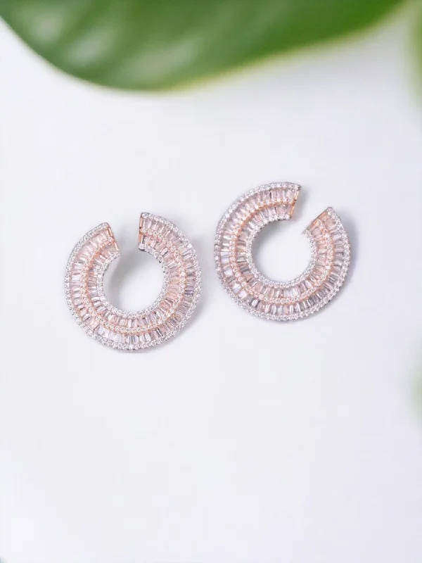 Personalized Crystal Earrings-Rose gold Fernanda Zirconia Hoops