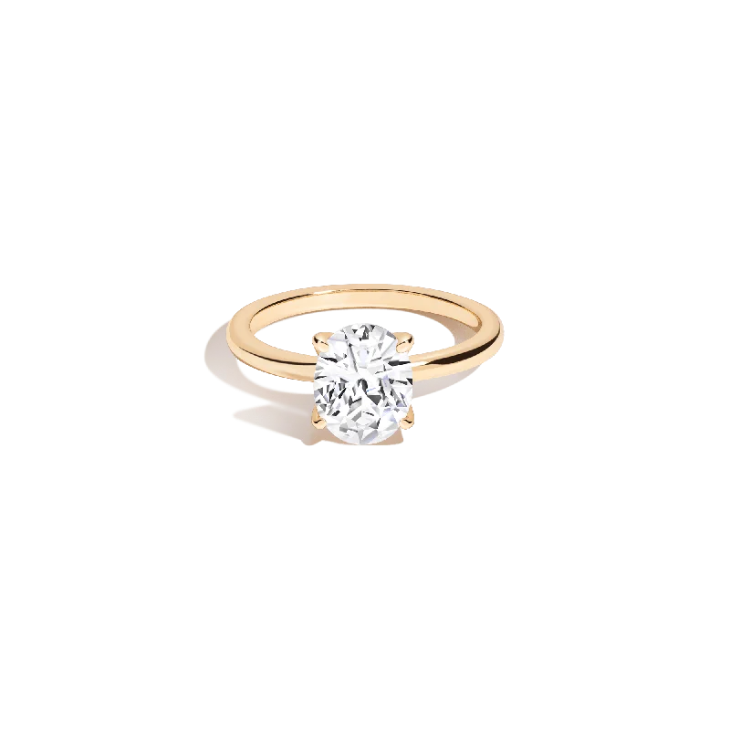 Personalized Rose Gold Promise Rings-Oval Lab Grown White Sapphire Solitaire Ring