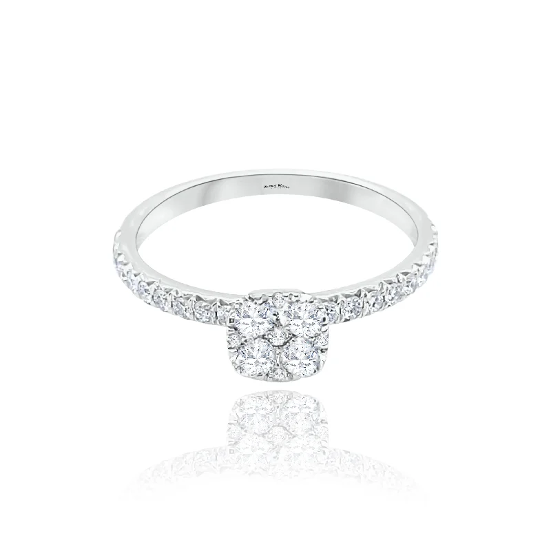 Custom Women’s Diamond Rings-Cushion cut Style invisible set Classic  Diamonds Ring