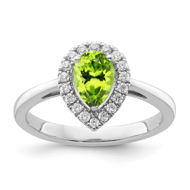 Custom Wedding Ring Bands with Engraving-Peridot Diamond Halo Ring