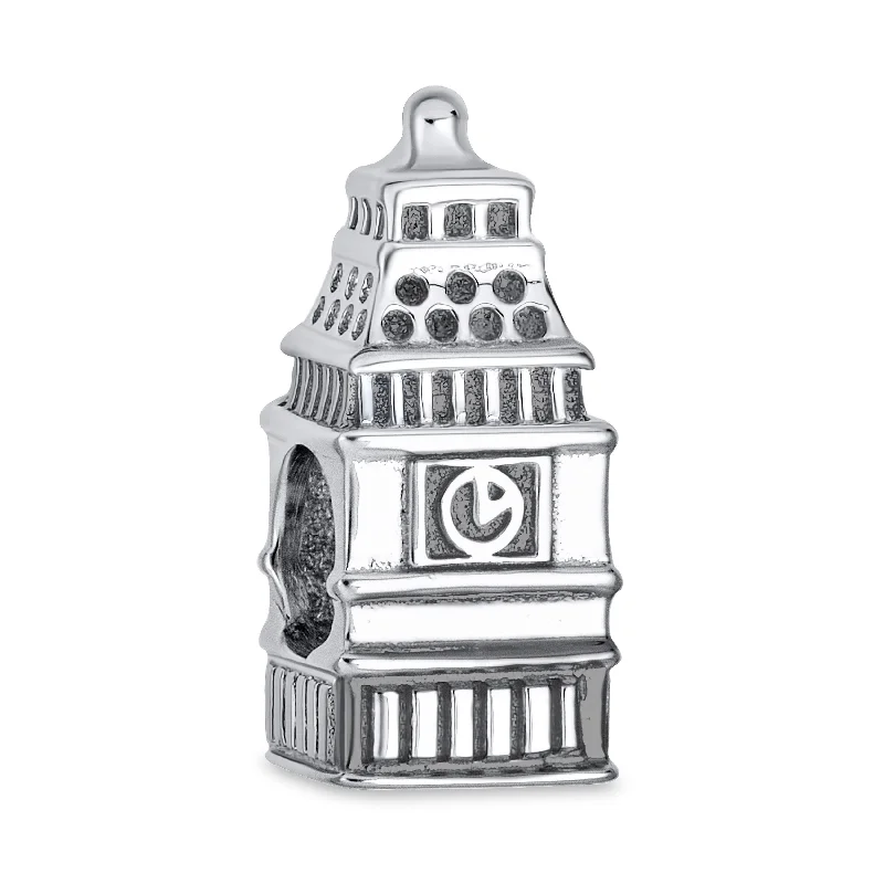 Customizable Gemstone Bracelets for Men-London Big Ben Charm Bead Sterling Silver for European Bracelet