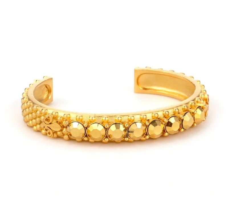 Designer Customizable Bracelets with Charms-24K Clad Austrian Crystal Bangle - Aurum