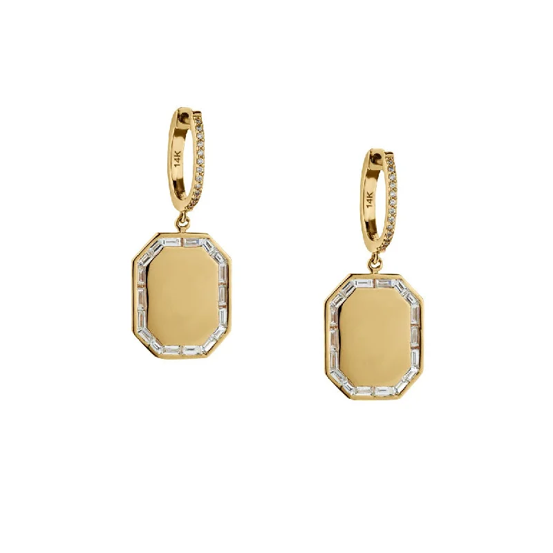 Bright Drop Earrings-BAGUETTE DIAMOND DROP EARRINGS