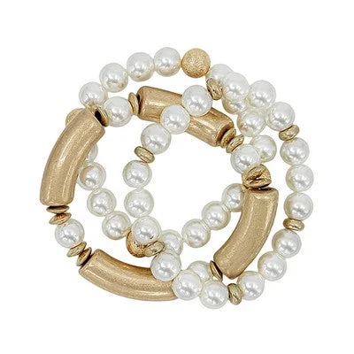 Custom Bracelets for Women with Birthstones-Meghan Browne Hamlin Bracelet - Pearl