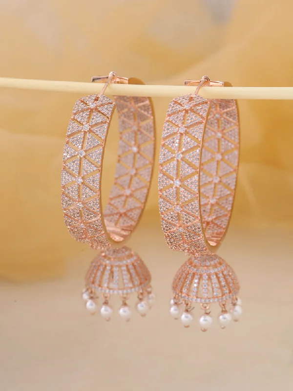 Elegant Drop Earrings for Women-Rose Gold Helia Zirconia Hoops