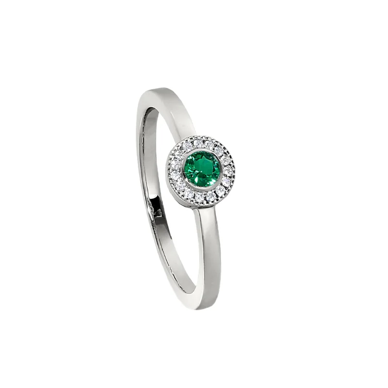 Handmade Diamond Wedding Bands-Birth Gems Emerald Ring