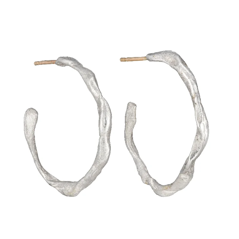 Simple Drop Earrings-Penzance Hoops Silver