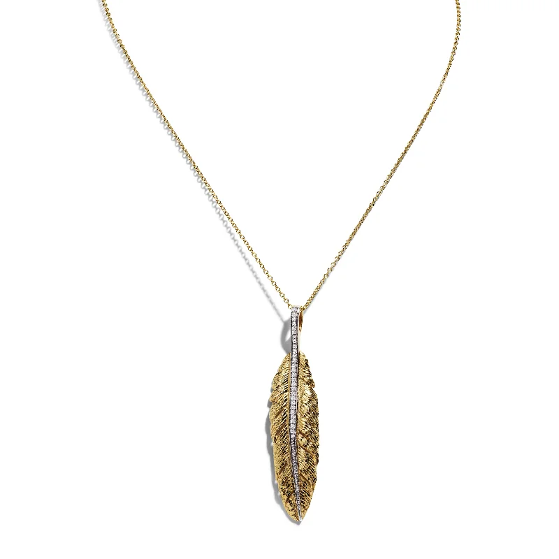 Custom Text Necklaces-Feather 52mm Pendant Necklace with Diamonds