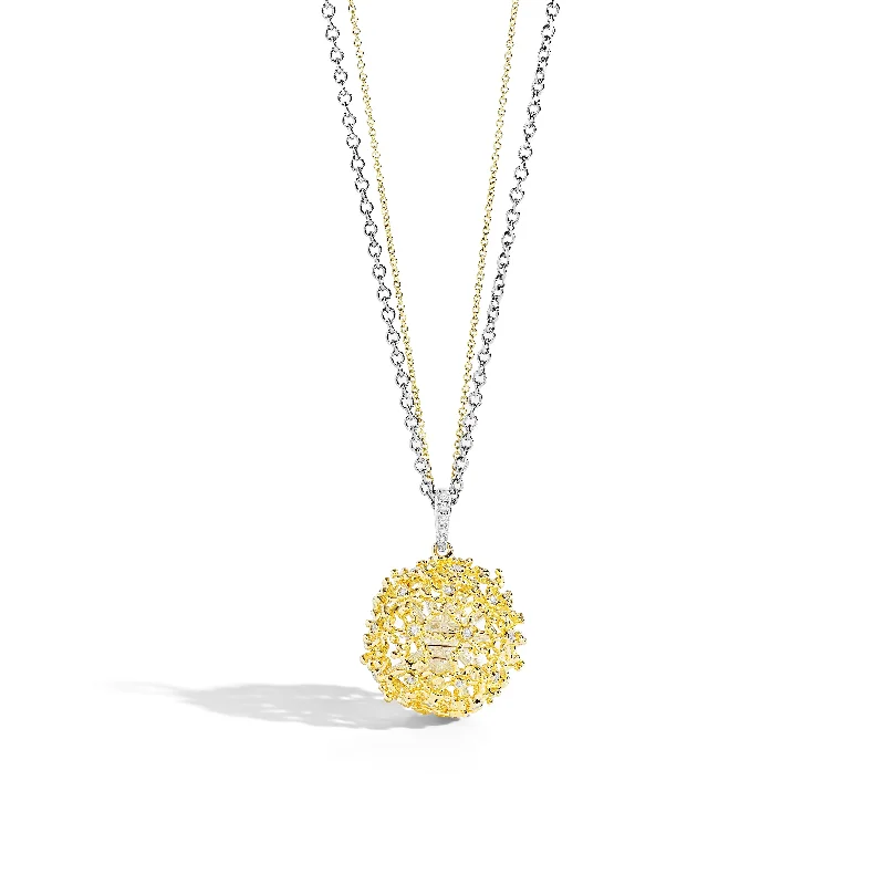 Artistic Pendant Necklaces-Dandelion Pendant Necklace with Diamonds