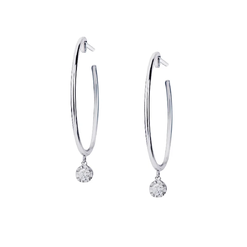 Elegant Designer Earrings-DIAMOND DROP HOOPS