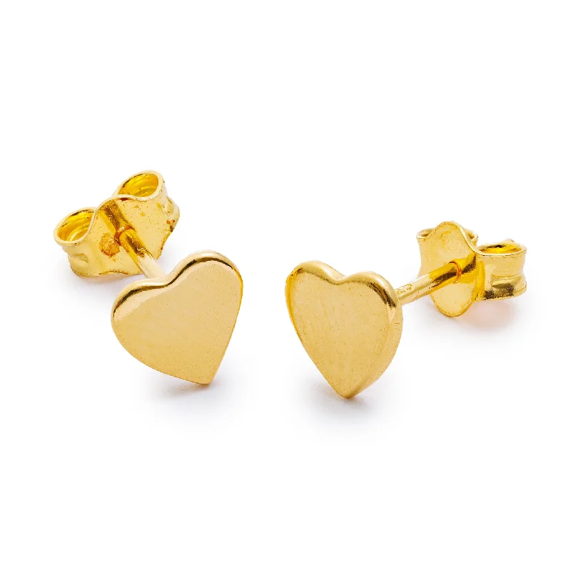 Simple Pearl Drop Earrings-Gold Mini Heart Studs