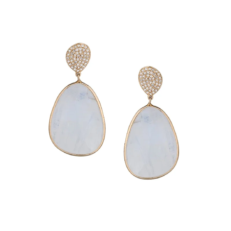 Modern Gold Earrings-PAVÉ DIAMOND & MOONSTONE EARRINGS