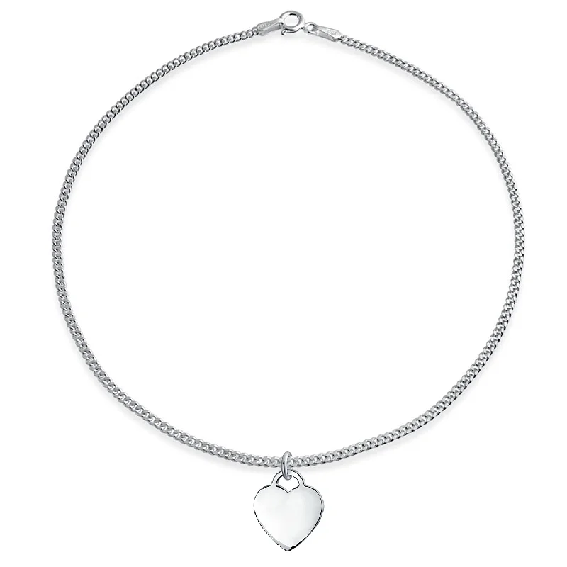 Custom Gold Tennis Bracelets with Charms-Tiny Minimalist ABC Heart Initial Anklet Ankle Bracelet Sterling Silver 9-10 Inch