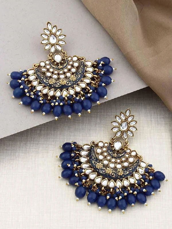 Dazzling Gemstone Earrings-Navy Ajaya Chandbalis