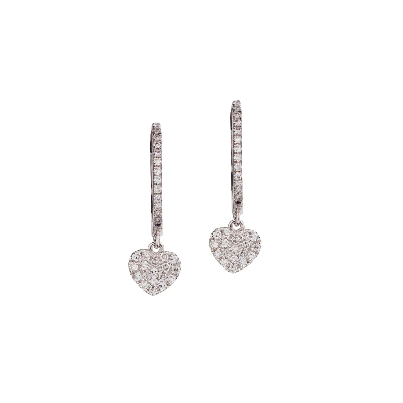 Simple Drop Gemstone Earrings-DROP HEART DIAMOND EARRING