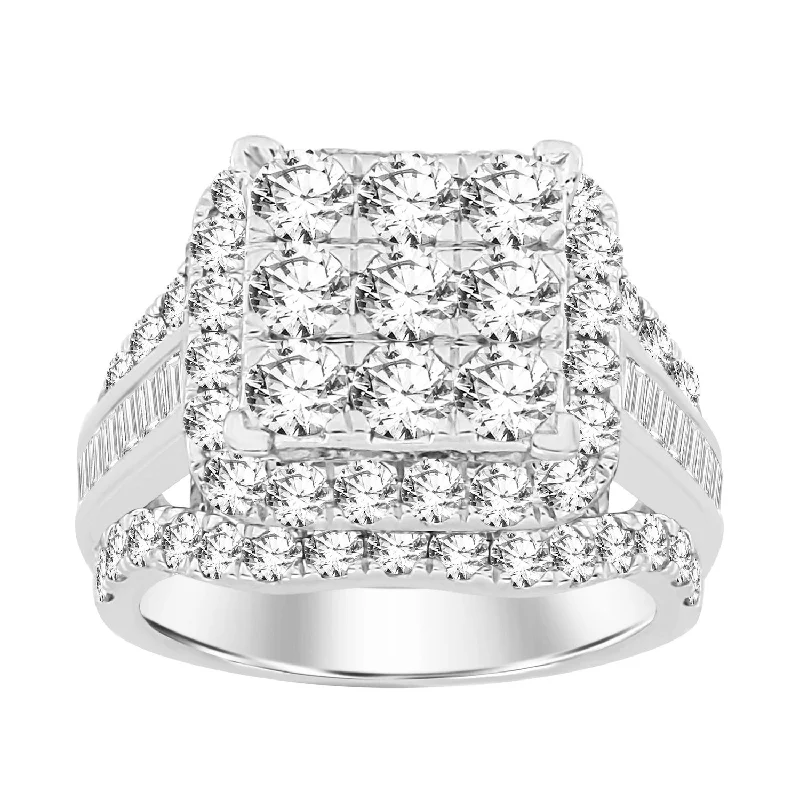 Custom Stacked Wedding Rings for Women-3ctw Diamond Cluster Ring