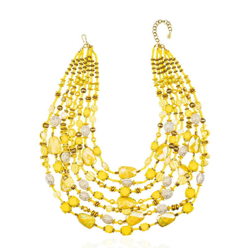 Simple Pendant Necklaces-Caliope Cascading Chain - Yellow