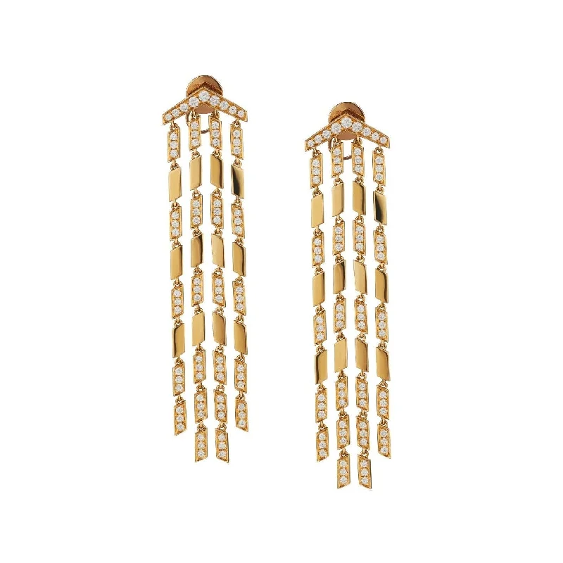 Stylish Gold Earrings-DIAMOND MULTI-STRAND EARRINGS