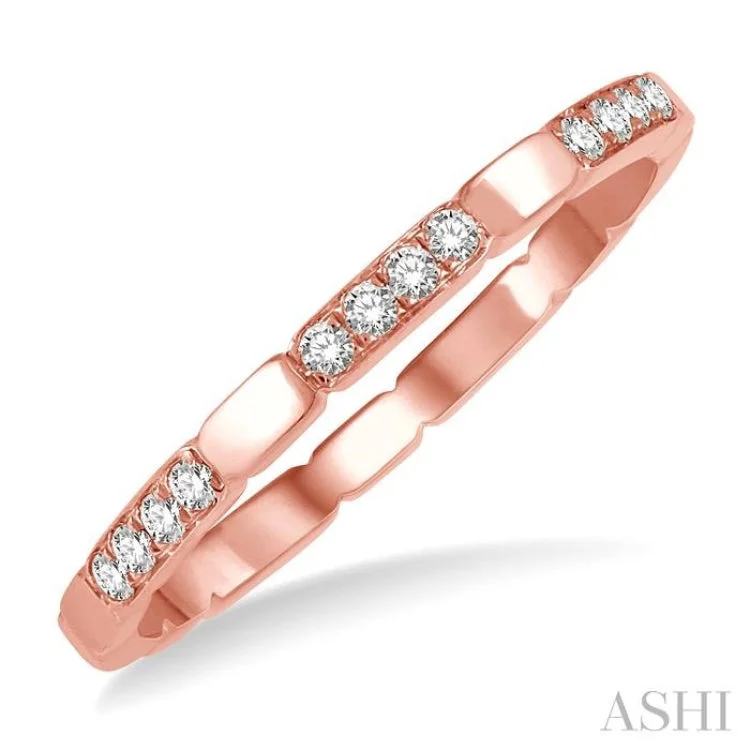 Custom Diamond Wedding Rings for Women-1/10 ctw Round Cut Diamond Block Stackable Ring in 14K Rose Gold