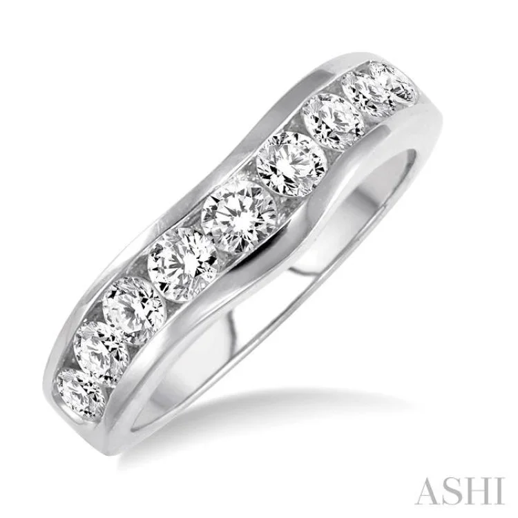 Wedding Rings for Couples-1 Ctw Round Diamond Matching Wedding Band in 14K White Gold