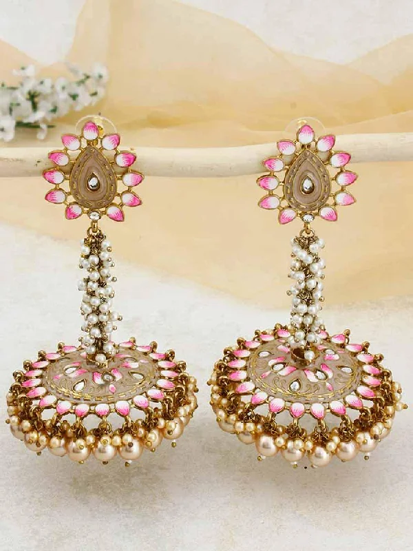 Crystal Flower Earrings-Golden Jacki Jhumkis - EOSS