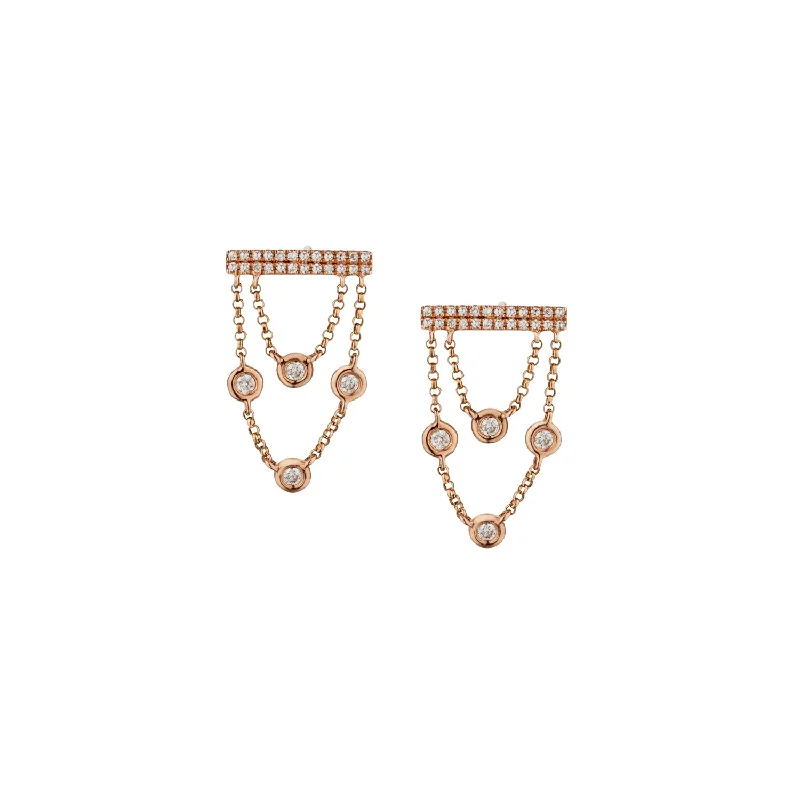 Gold and Diamond Earrings-BEZEL SET DIAMOND CHAIN LINK EARRINGS