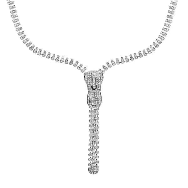 Statement Pendant Necklaces-Diamond Zipper Necklace