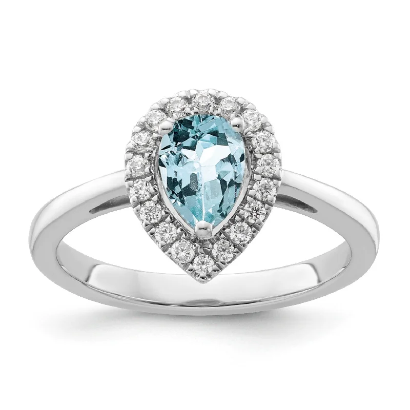 Men’s Custom Rings-Aquamarine Diamond Halo Ring