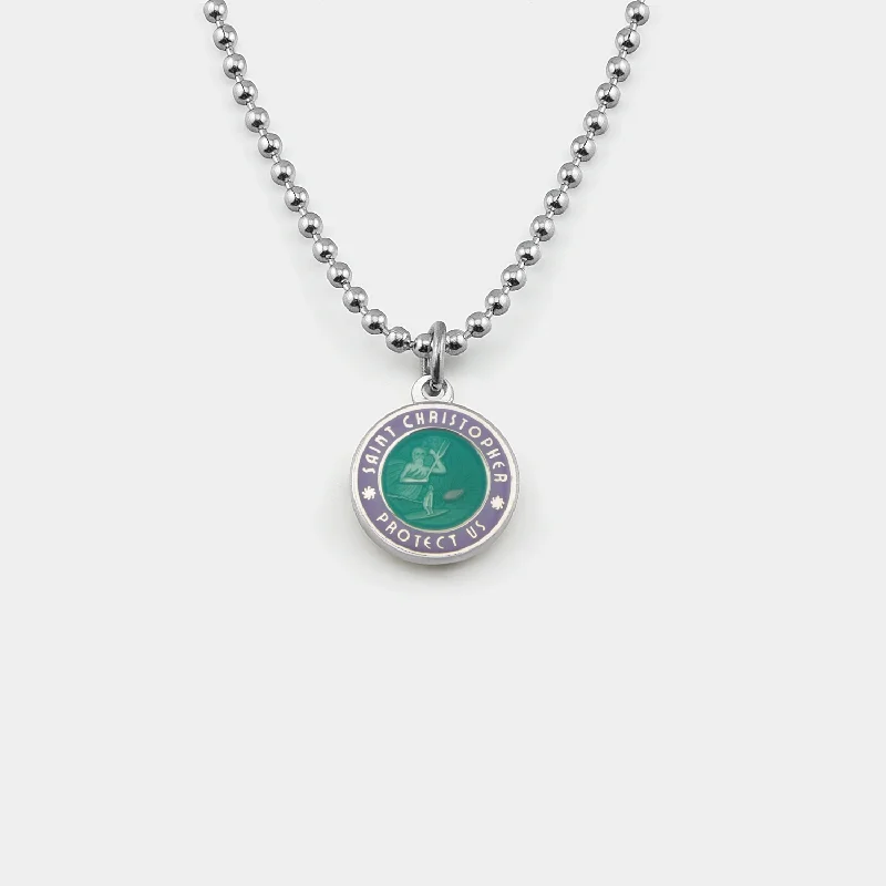 Love Heart Pendant Necklaces-Small - Cyan / Lilac