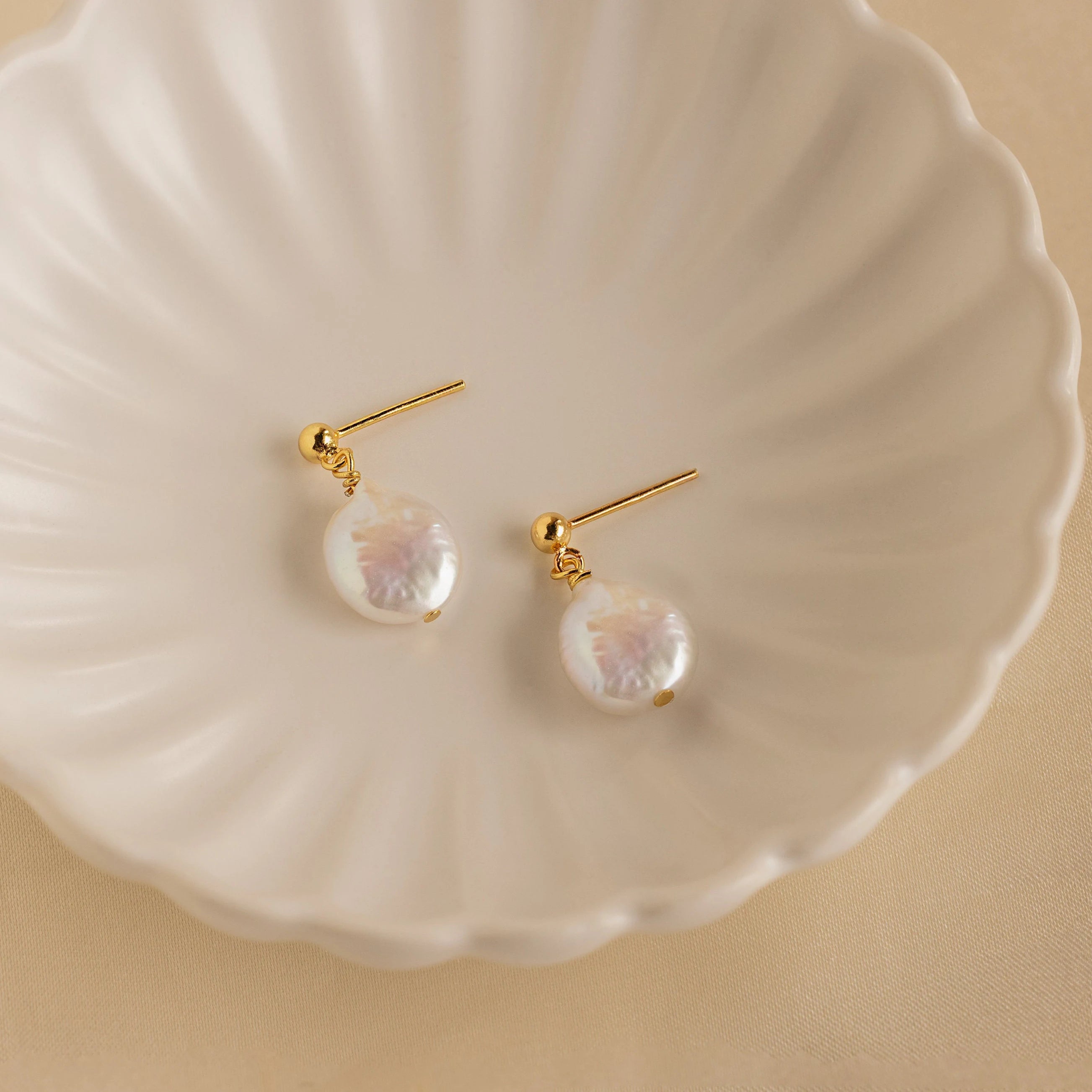 Colorful Earrings for Women-Round Pearl Drop Earrings